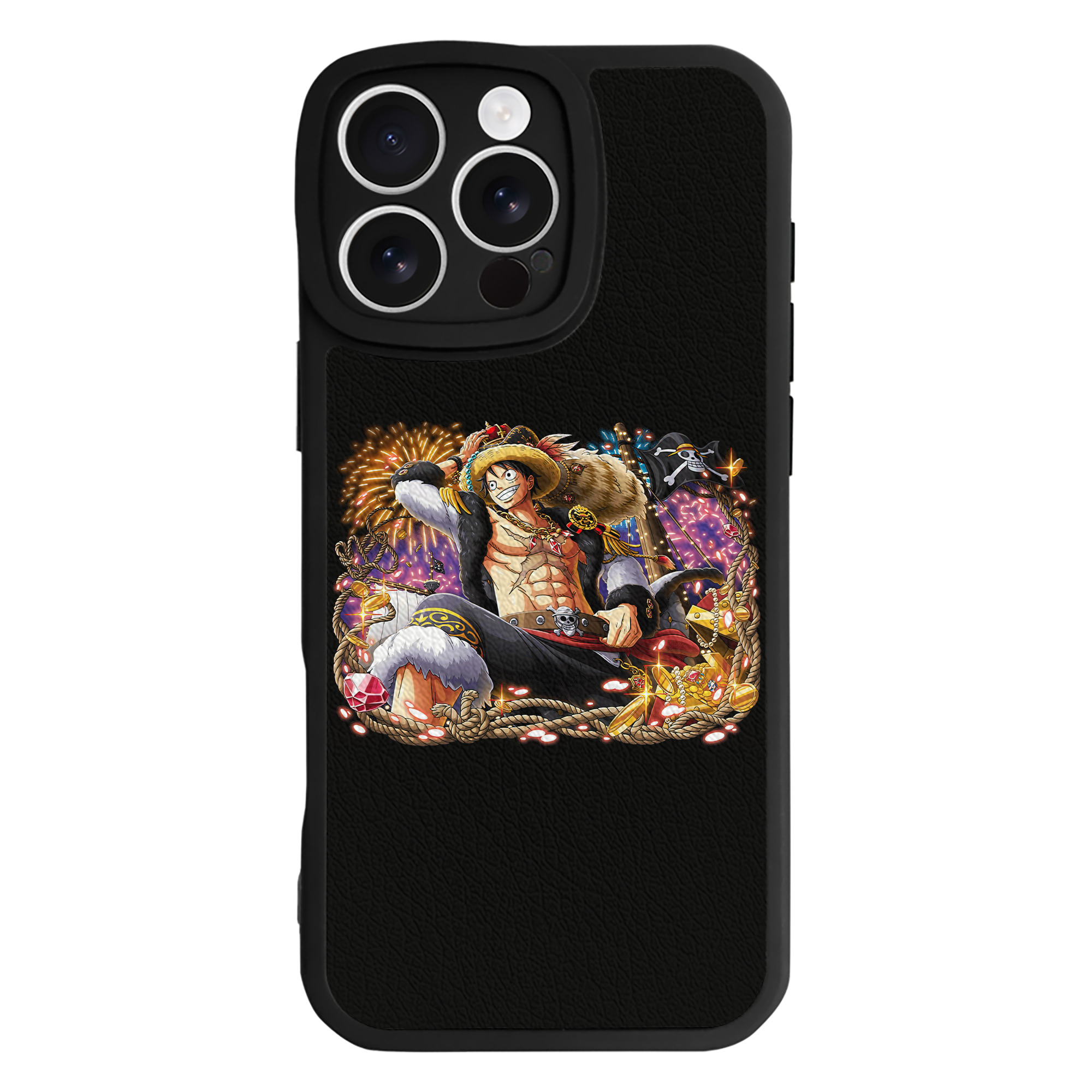 （画像用） ワンピース モンキー・D・ルフィ ONE PIECE Monkey D. Luffy 【iPhone 16シリーズ対応】シリコンスマホケース（レザー調） 材質：シリコン